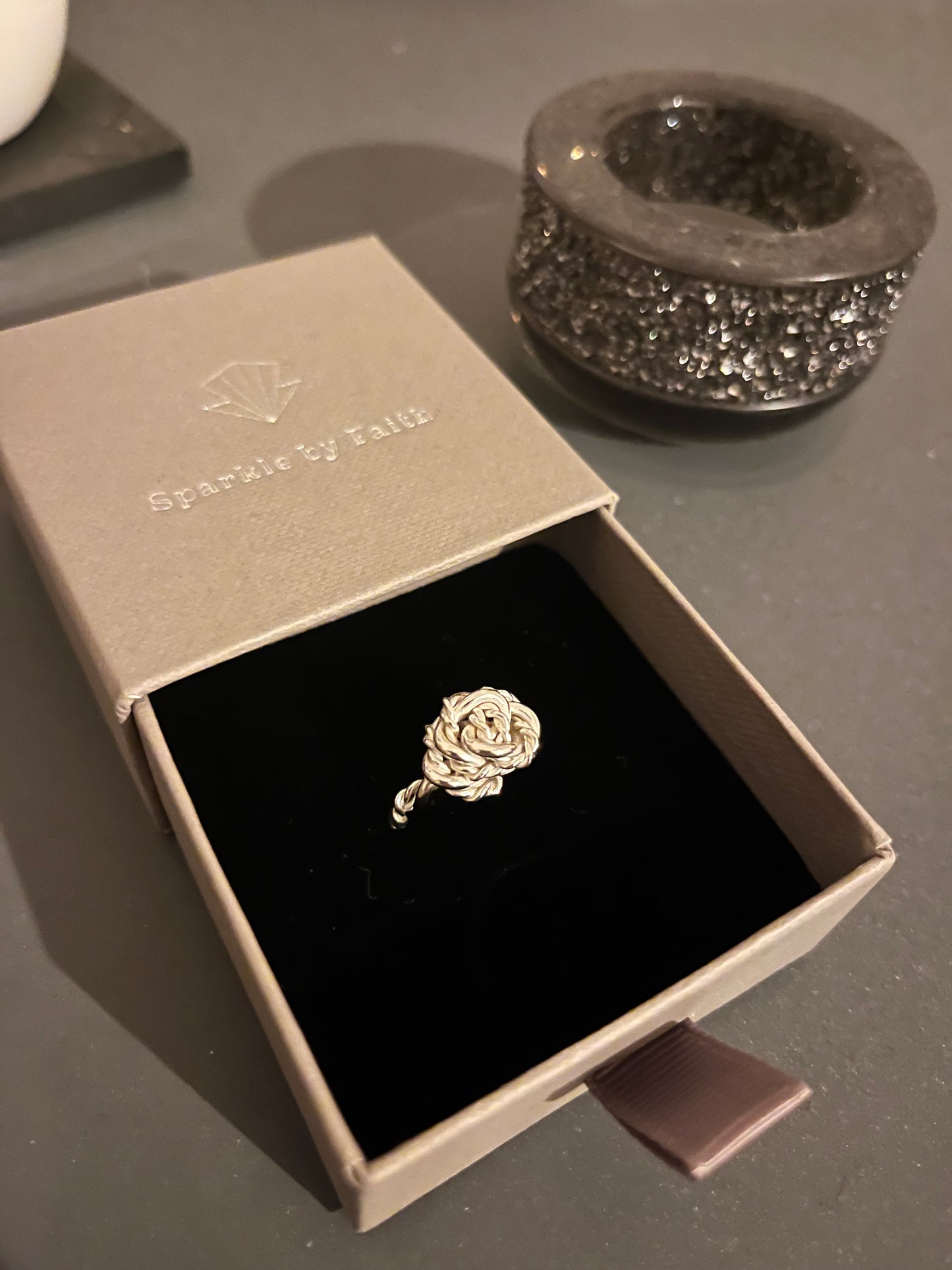 Sterling silver rose ring