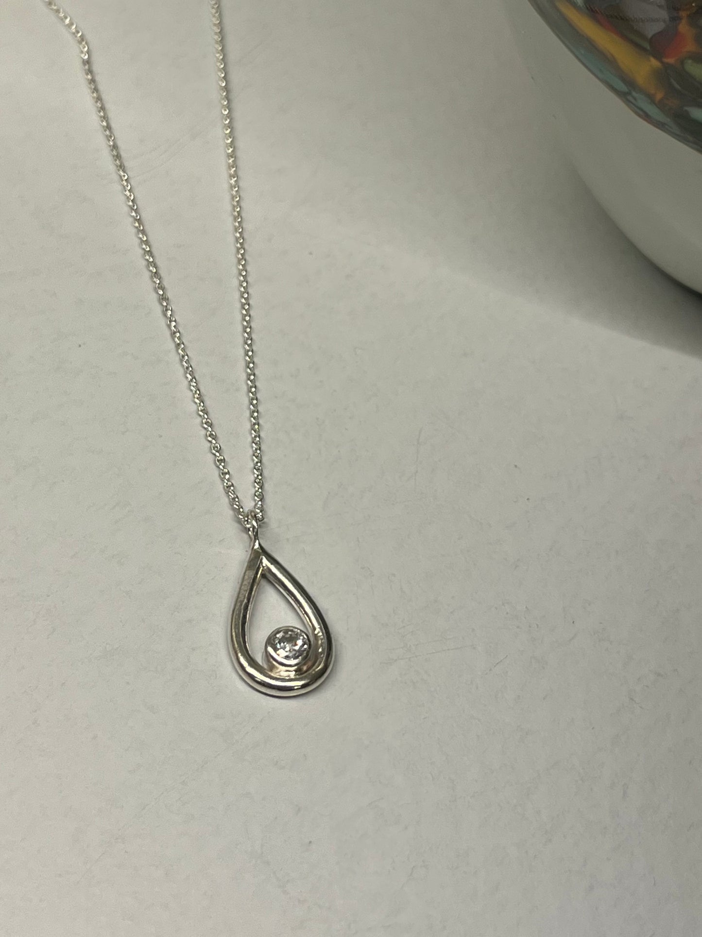 Eco sterling silver Swarovski crystal teardrop necklace