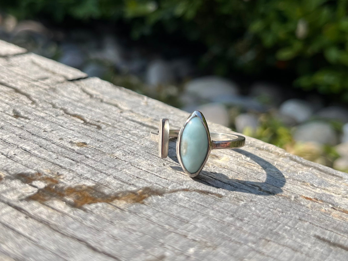 Marquise Larimar open bar ring