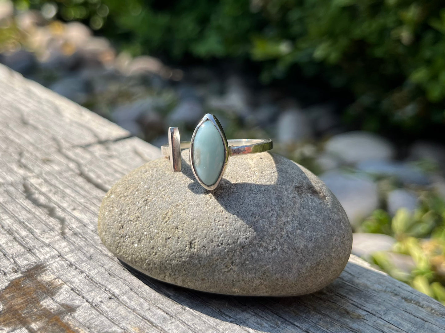 Marquise Larimar open bar ring