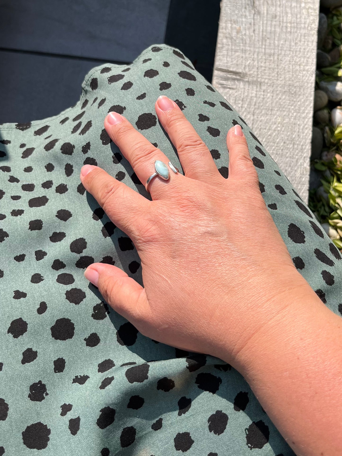 Marquise Larimar open bar ring