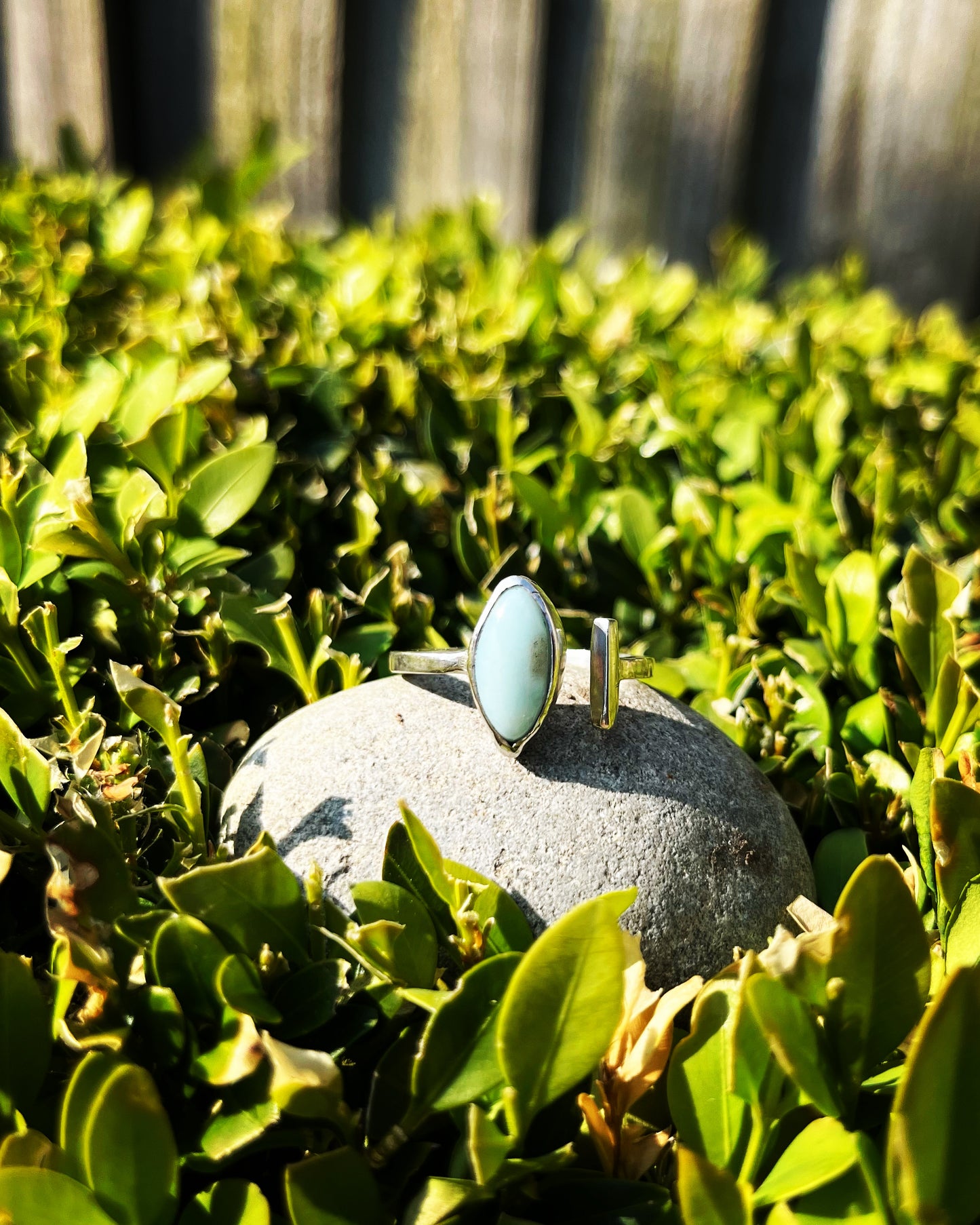 Marquise Larimar open bar ring