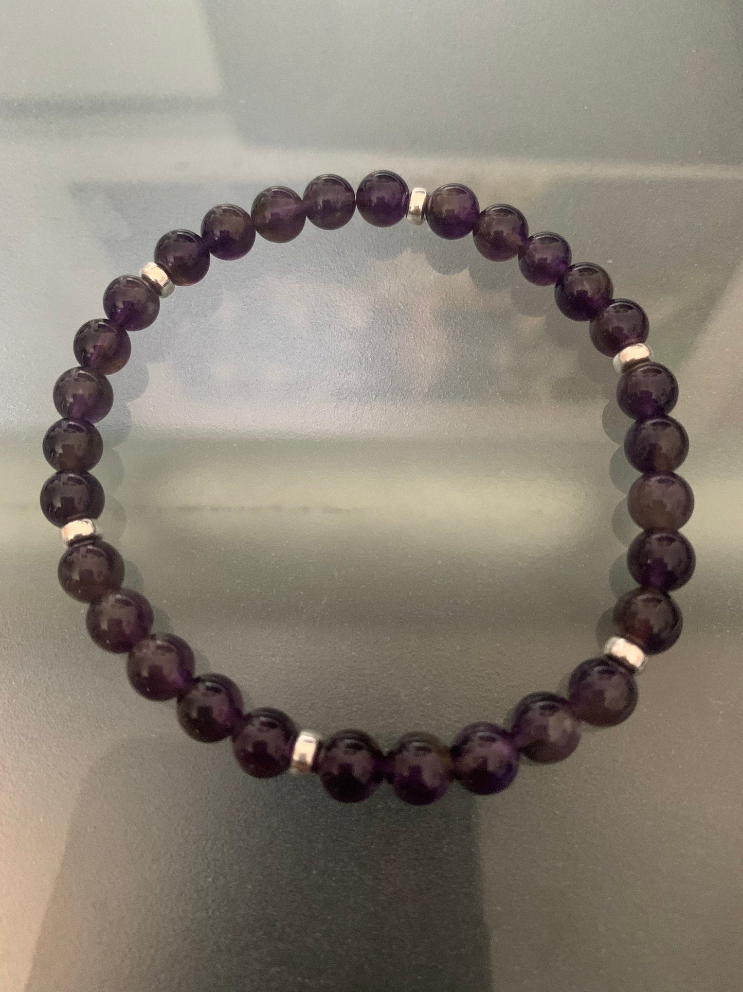 Amethyst and silver bracelet