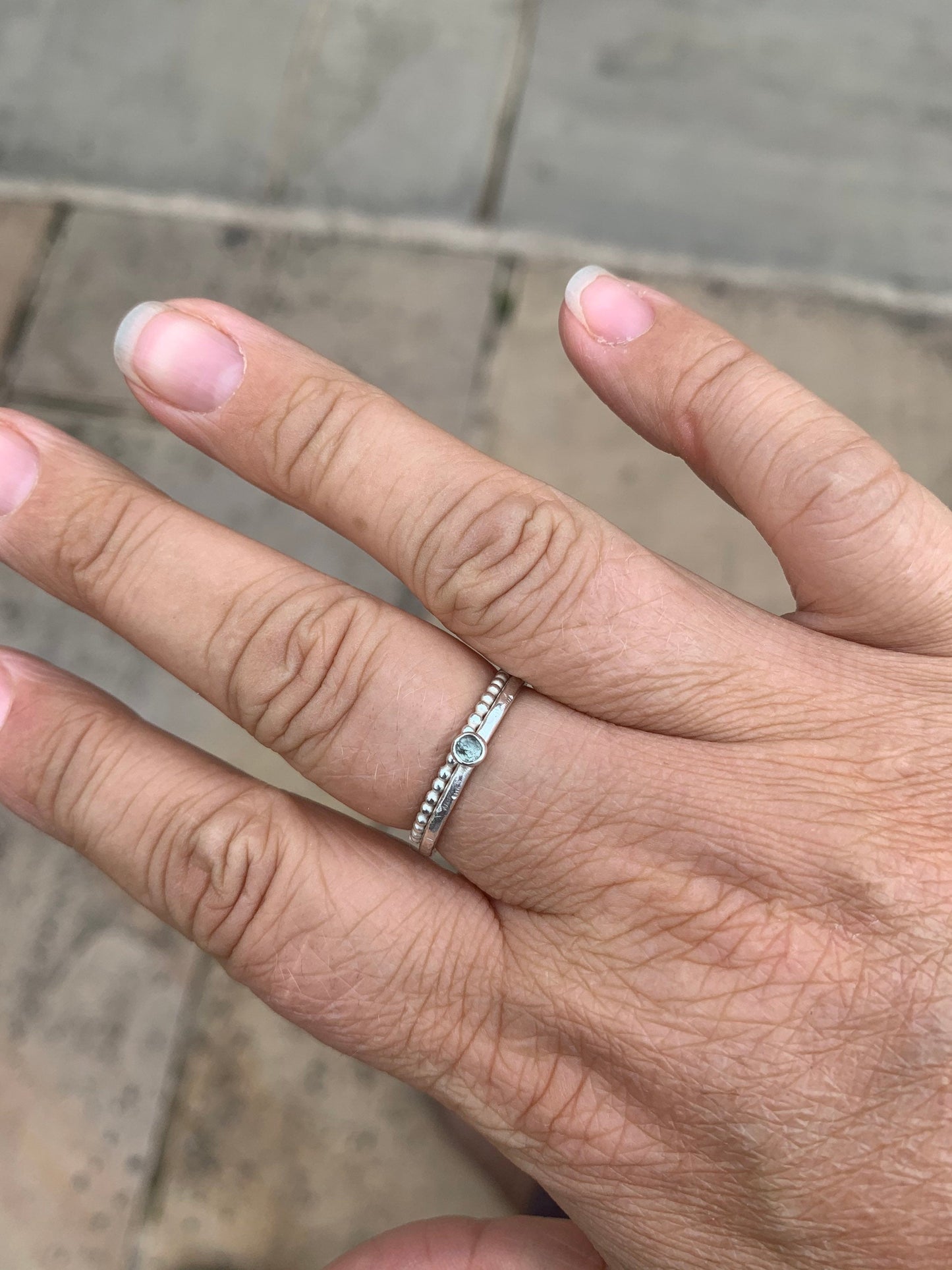 Sterling silver beaded wire stacking ring