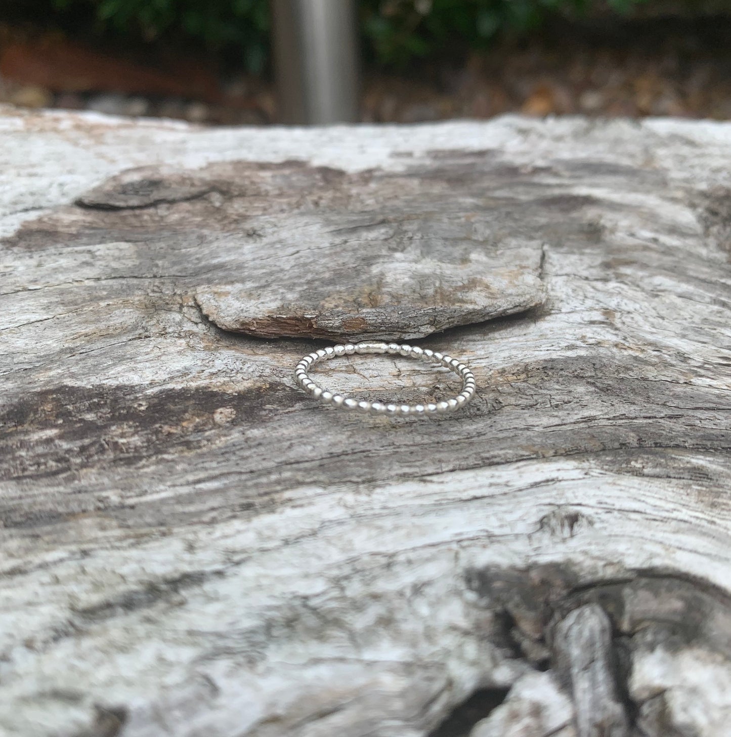 Sterling silver beaded wire stacking ring