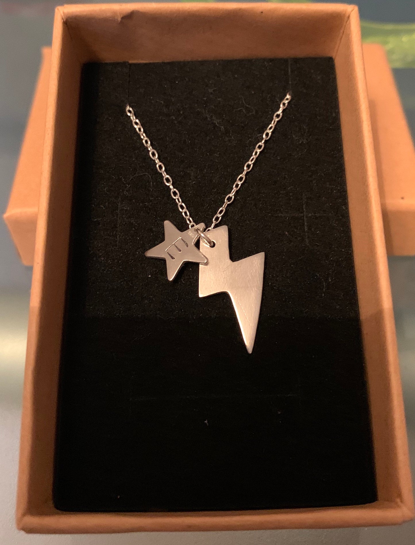 Sterling silver star and lightning bolt necklace