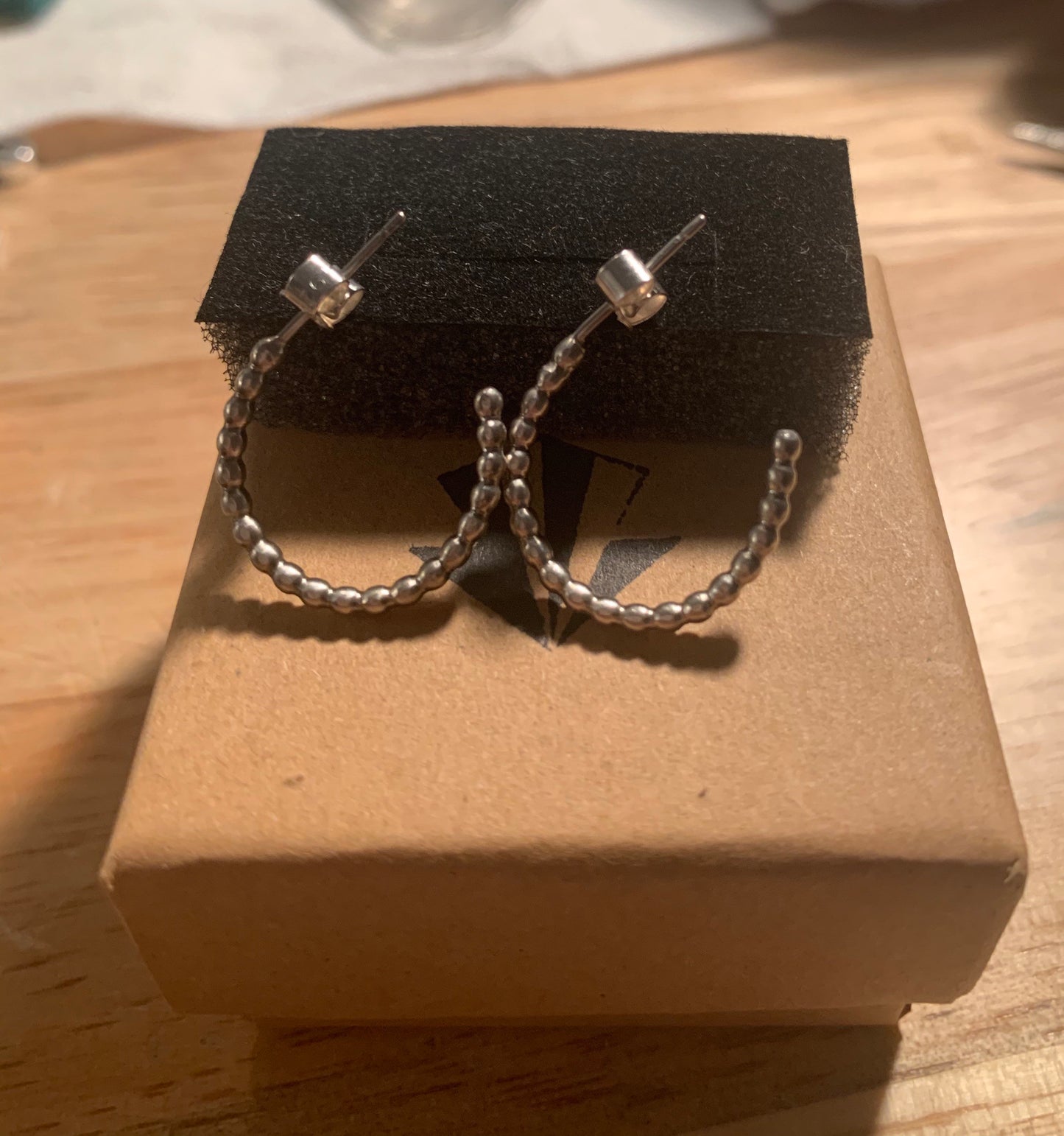 Sterling silver beaded hoop earrings