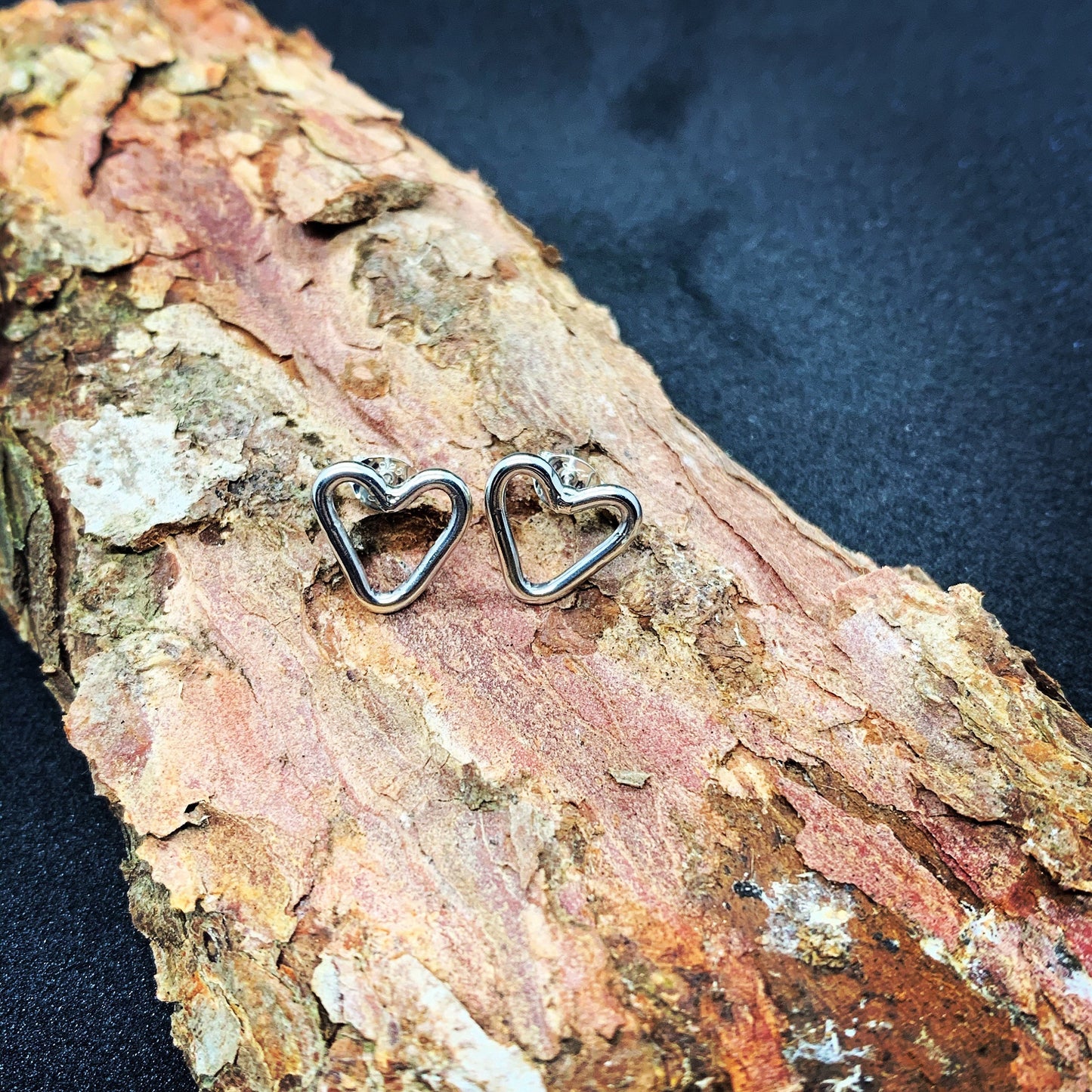 Sterling silver heart stud earrings