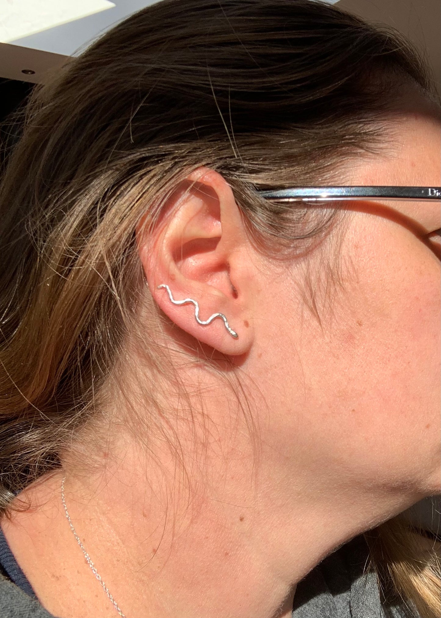 Sterling silver snake climber earrings