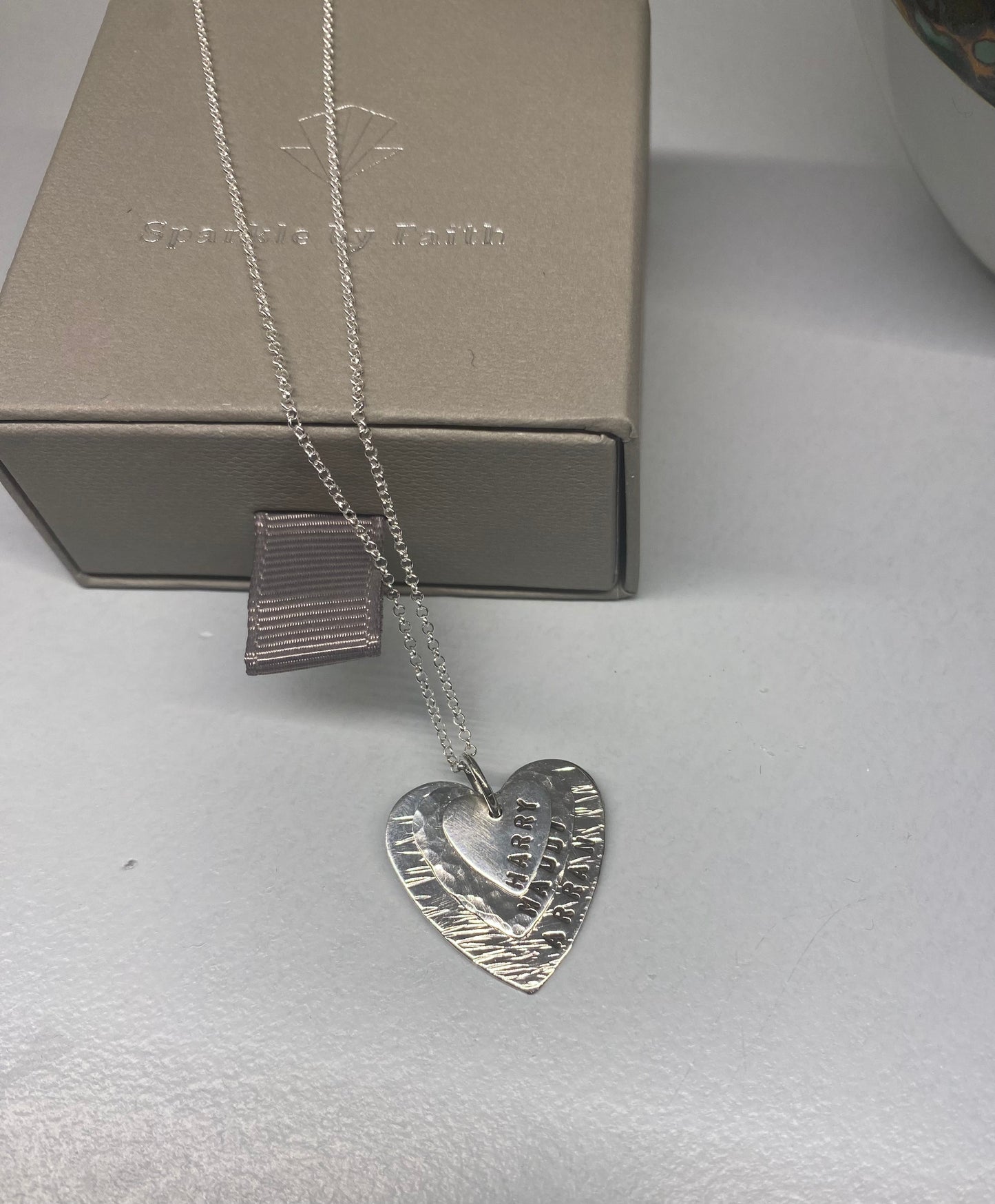 Sterling silver 3 heart necklace