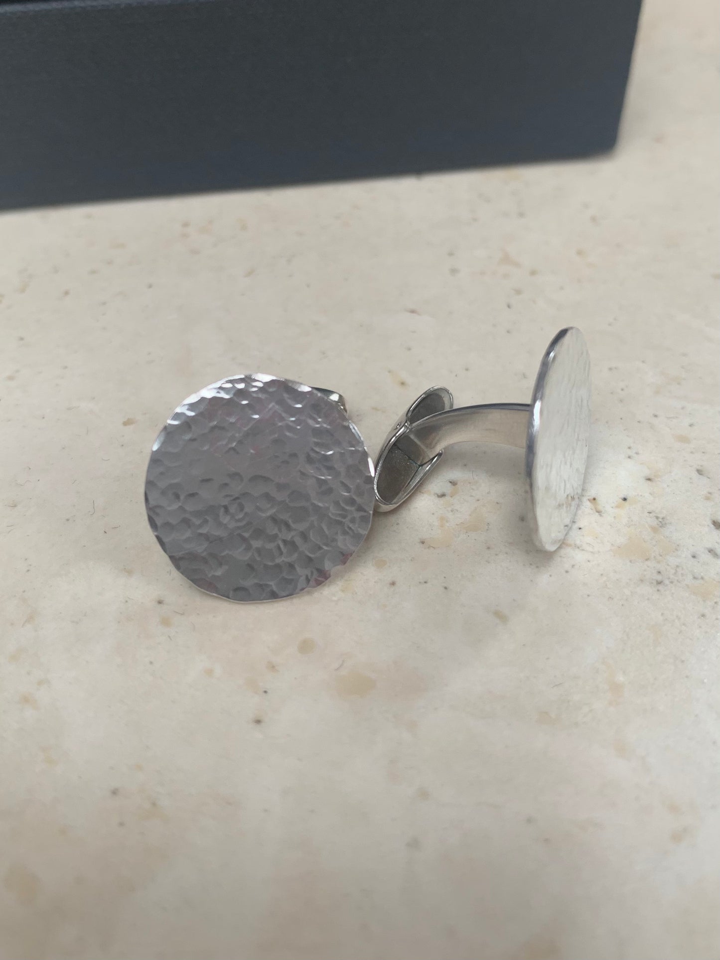 Handmade sterling silver moon cuff links