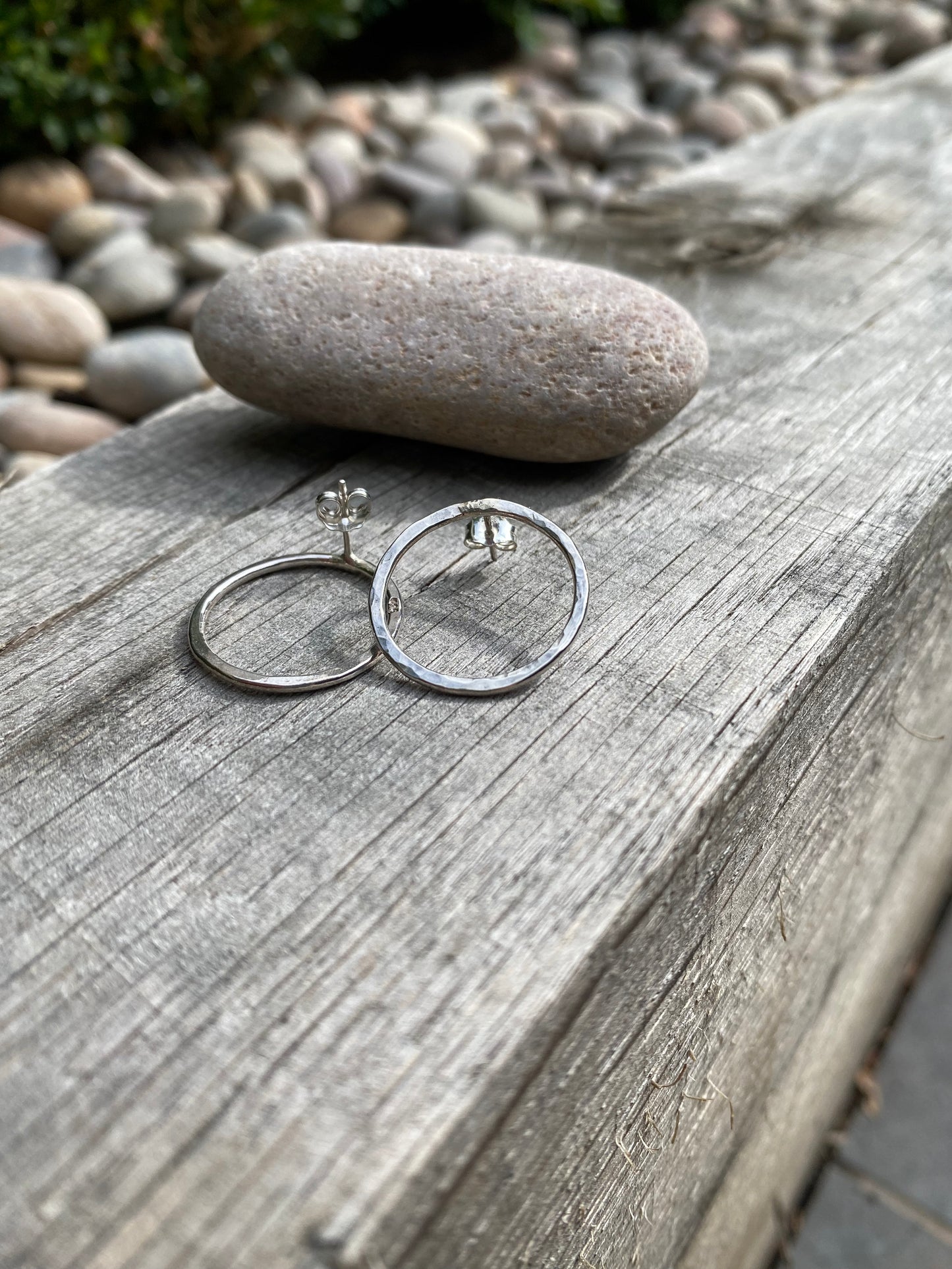 Eco sterling silver large circle studs