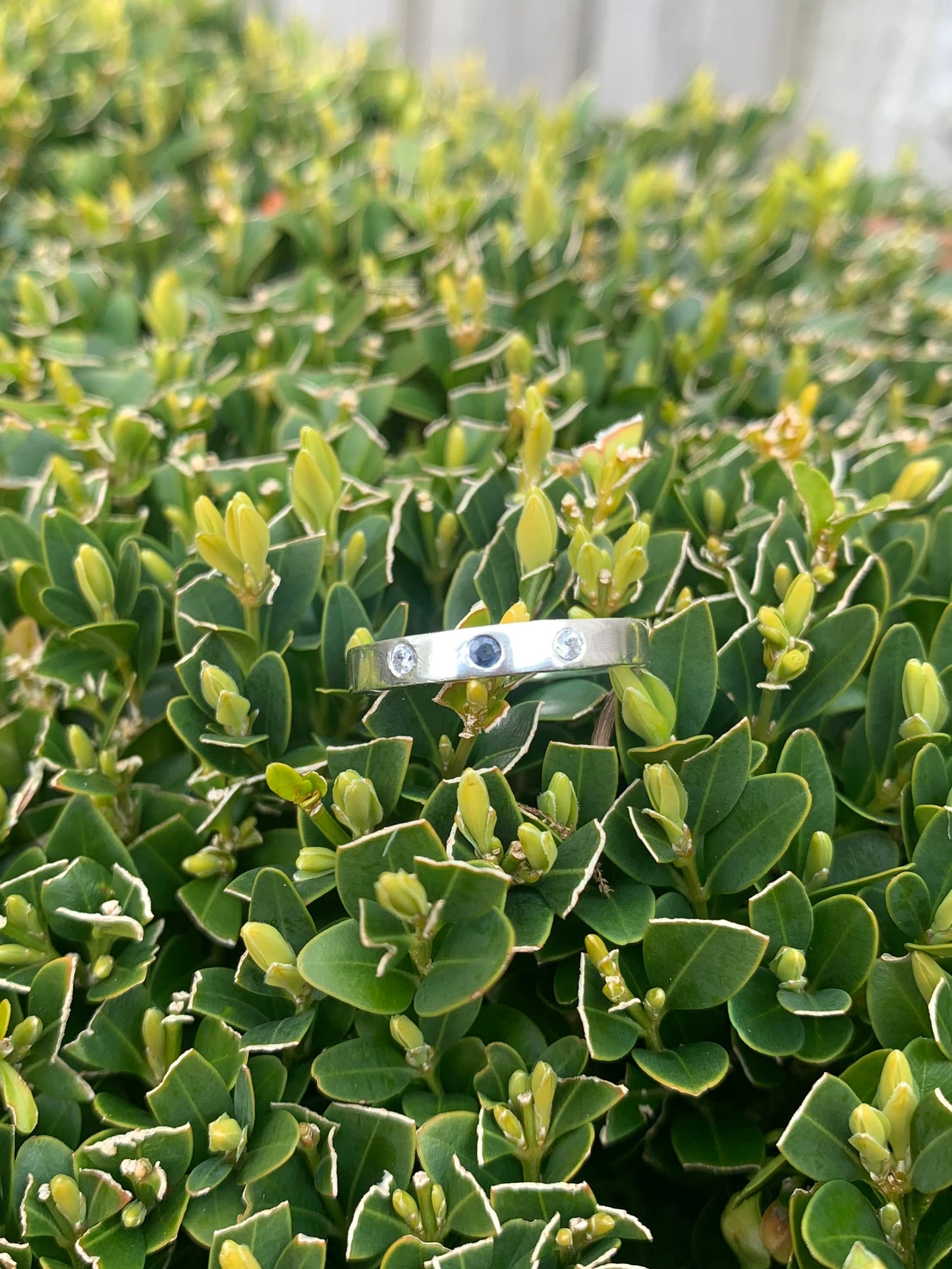 Eco Sterling silver sapphire and CZ ring