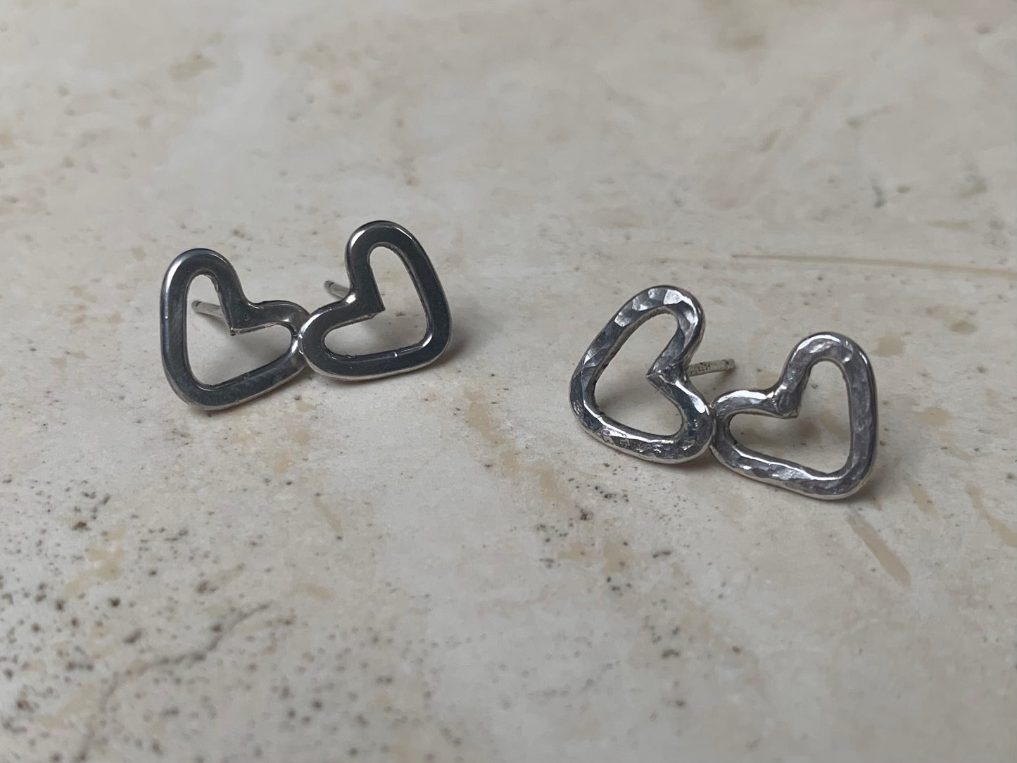 Sterling silver heart stud earrings