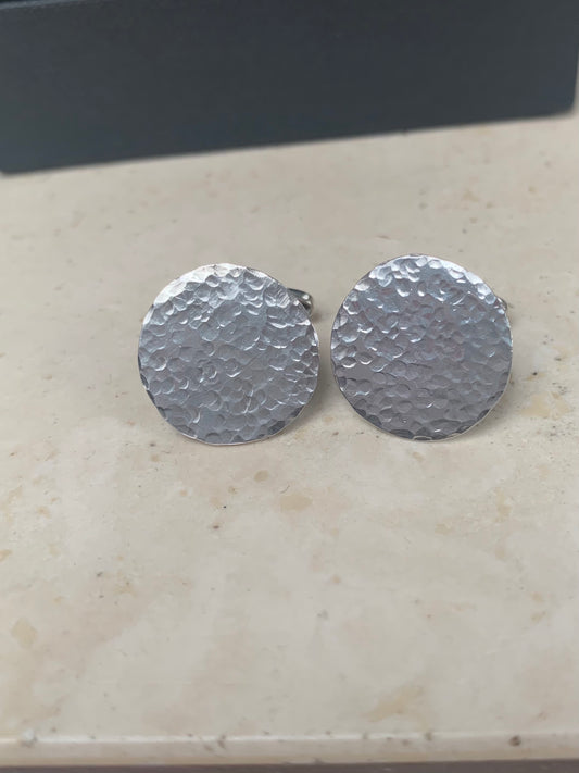 Handmade sterling silver moon cuff links
