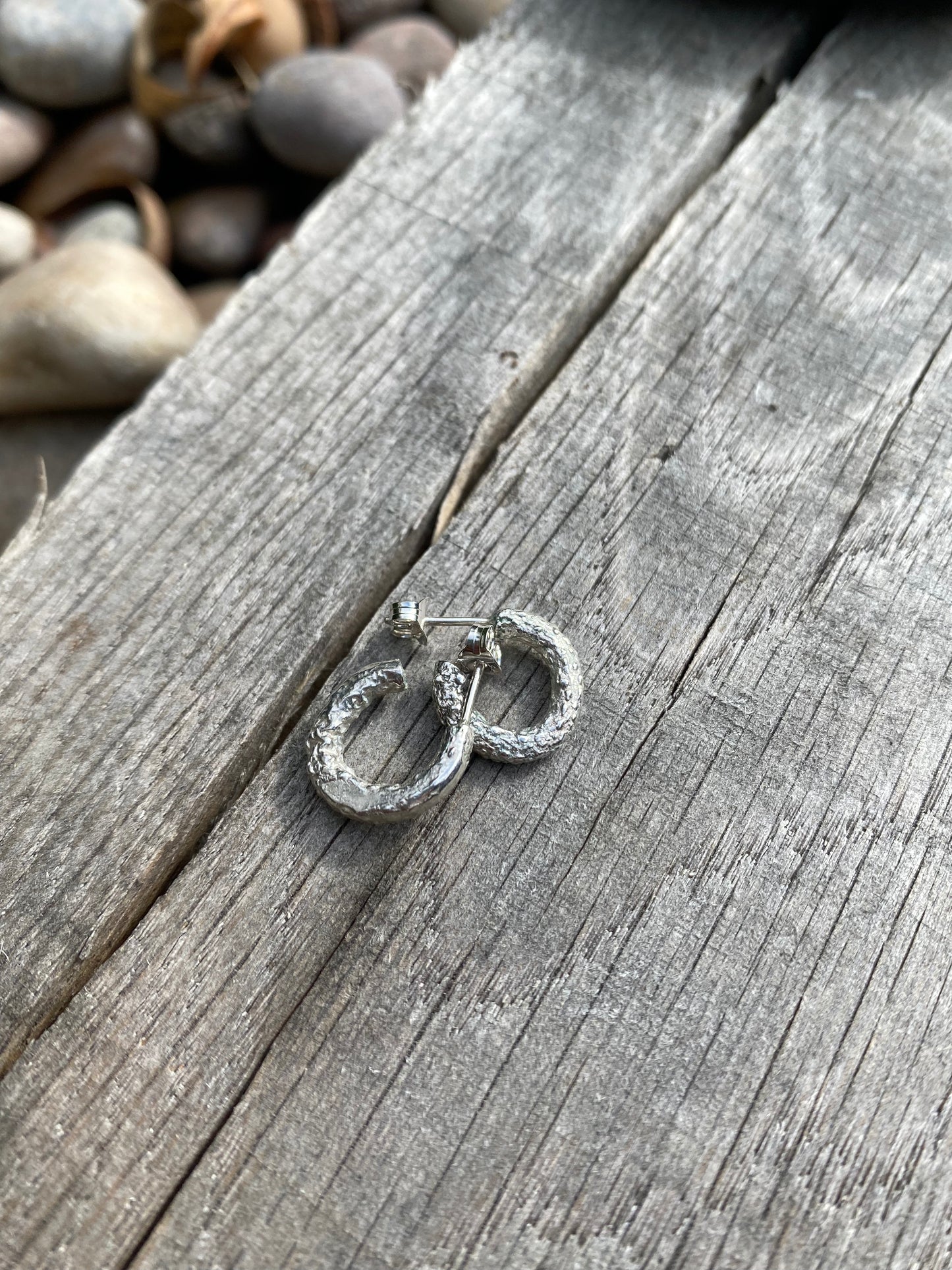 Eco sterling silver molten hoops
