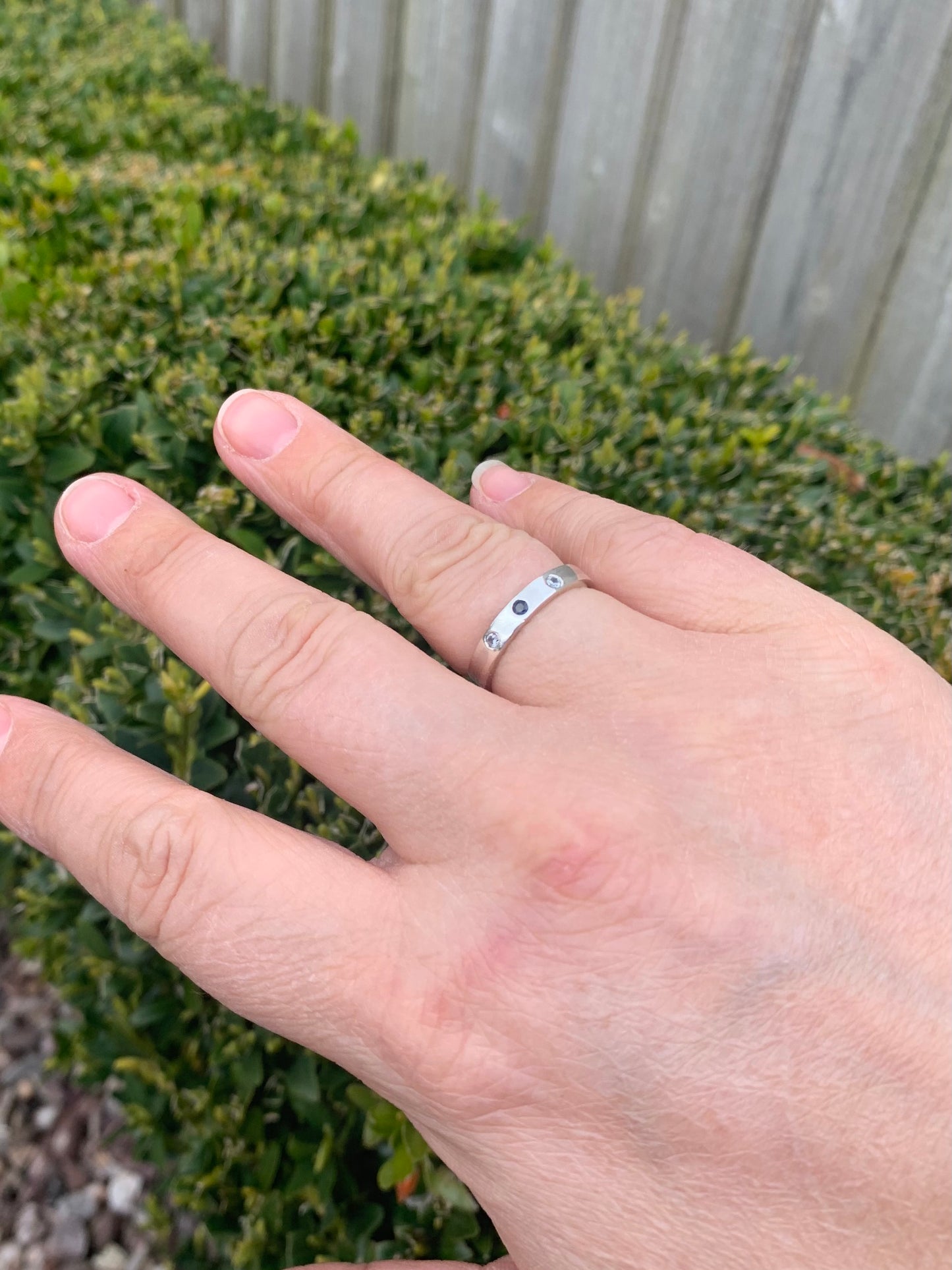 Eco Sterling silver sapphire and CZ ring
