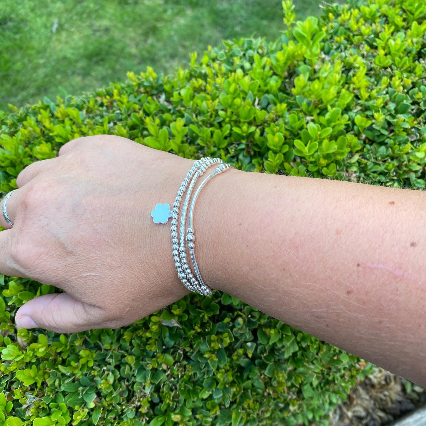 Sterling Silver Tiffany Bead Bracelet Silver Toggle Bead Bracelet