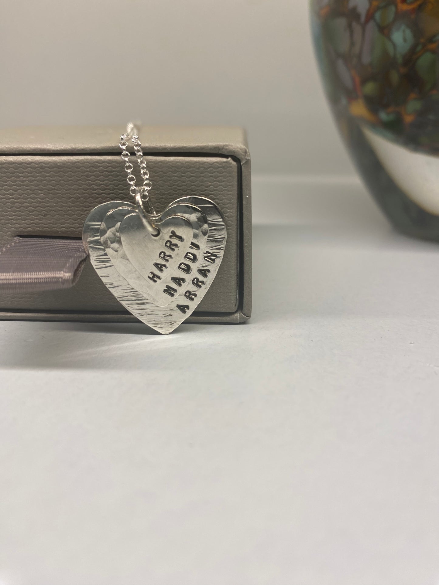 Sterling silver 3 heart necklace