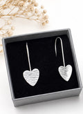 Eco sterling silver drop heart earrings