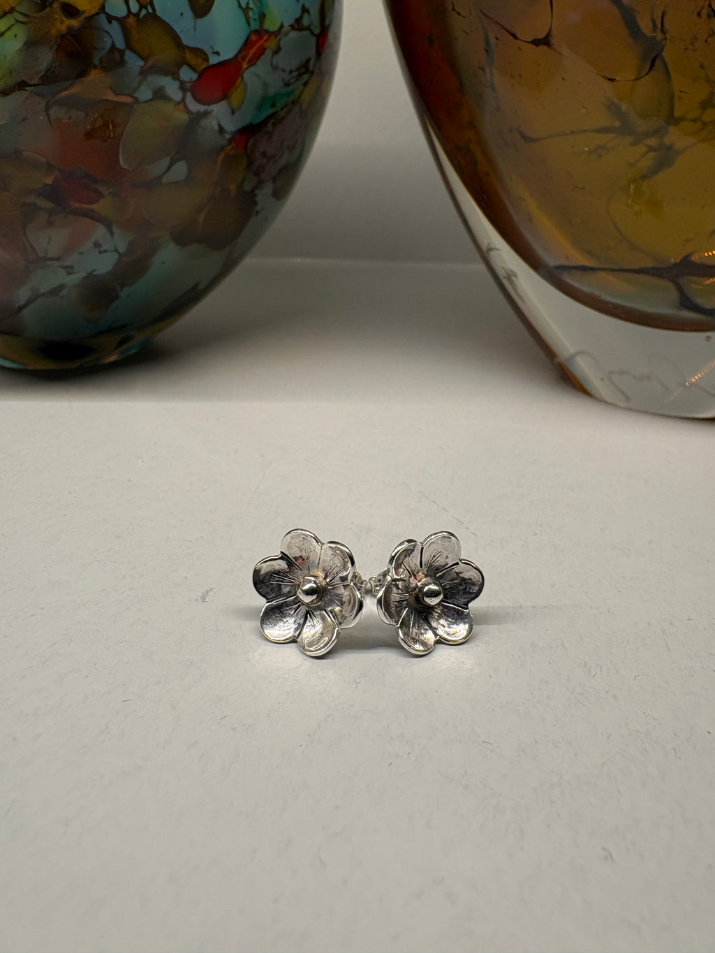 Eco Sterling Silver Flower Studs