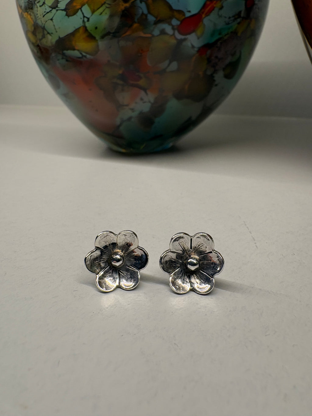 Eco Sterling Silver Flower Studs