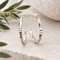 Eco Sterling silver patterned hoop earrings