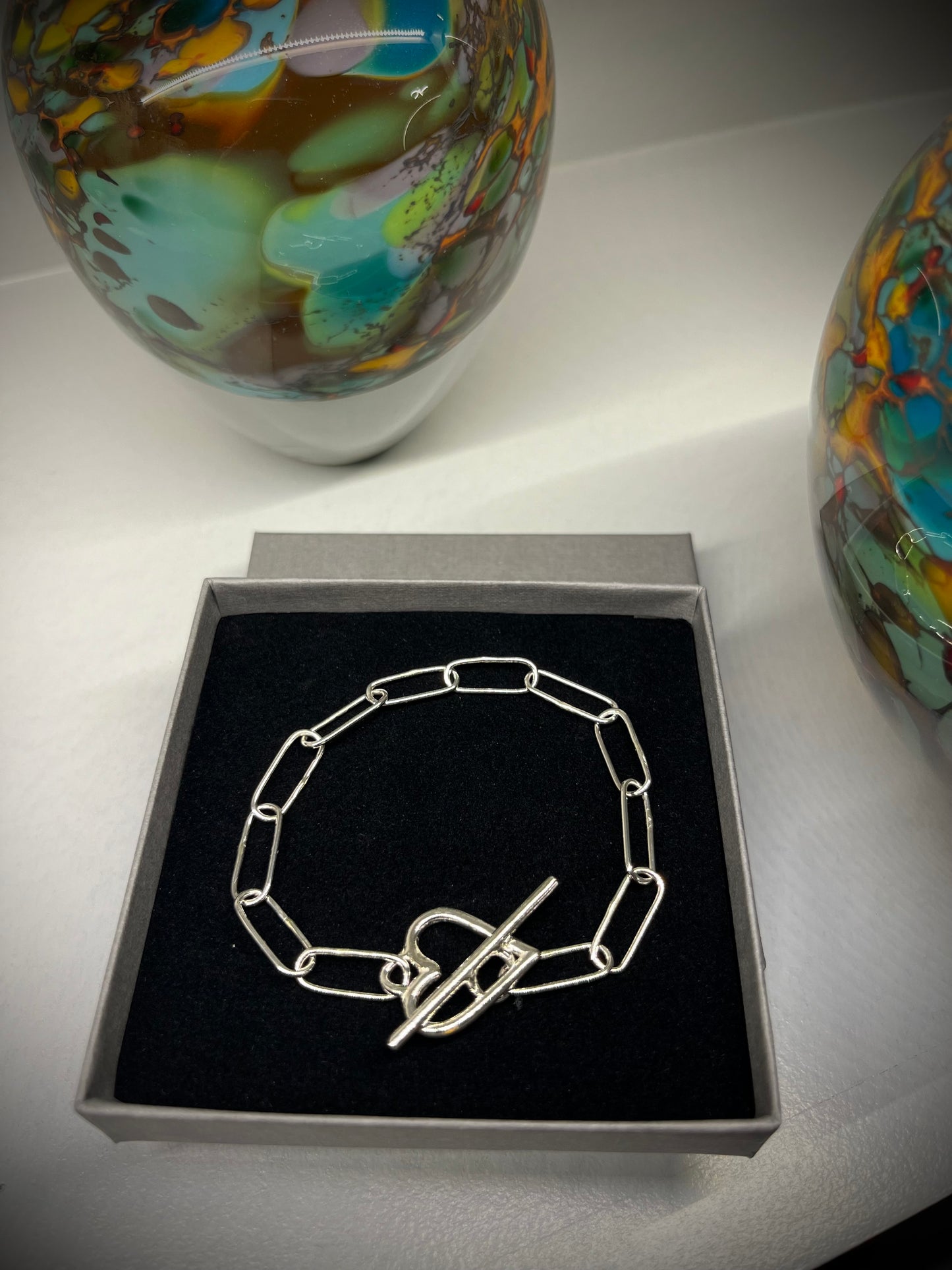 Eco Sterling Silver Heart Paperclip Bracelet