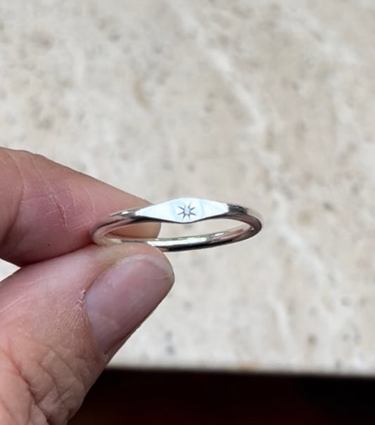 Eco Sterling Silver Mini Signet Ring