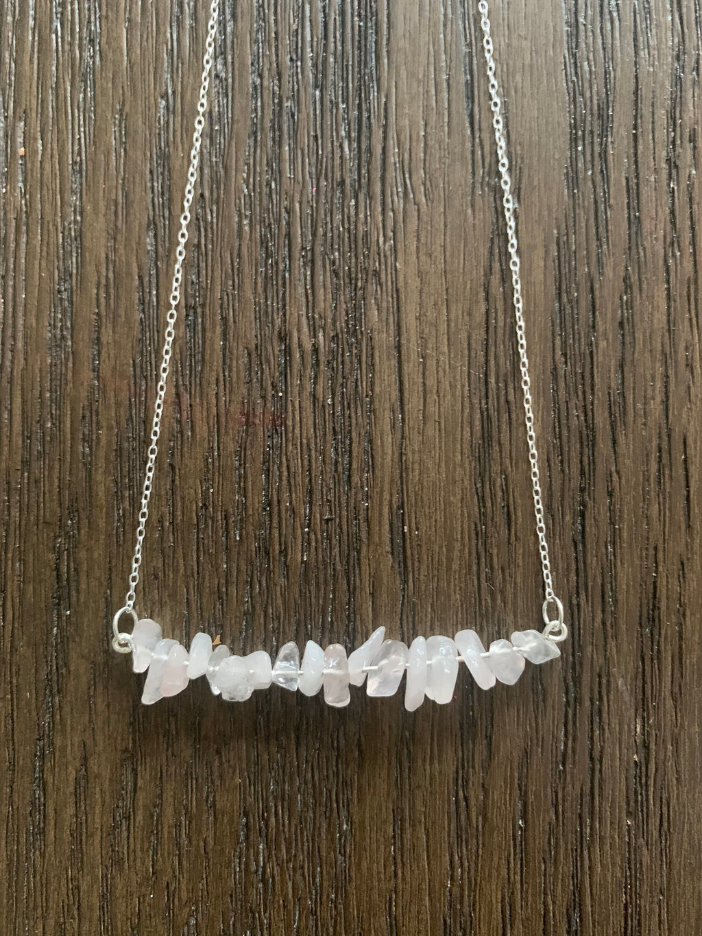 Rose Quartz chip bar pendant