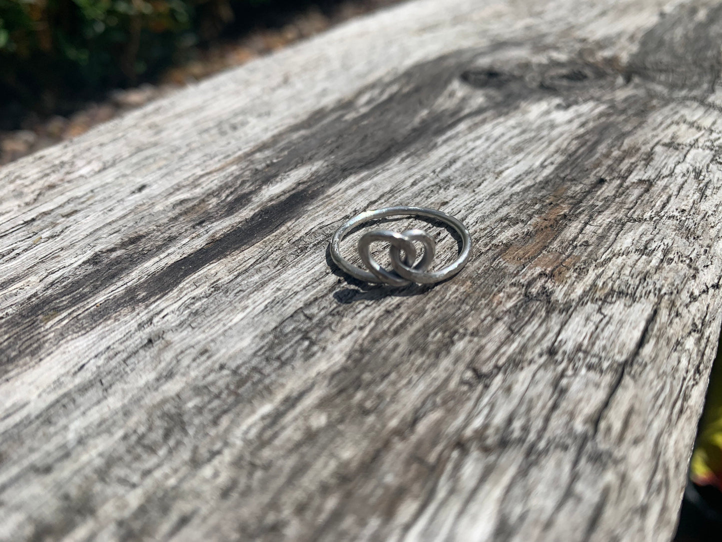 Handmade sterling silver knotted textured wire ring