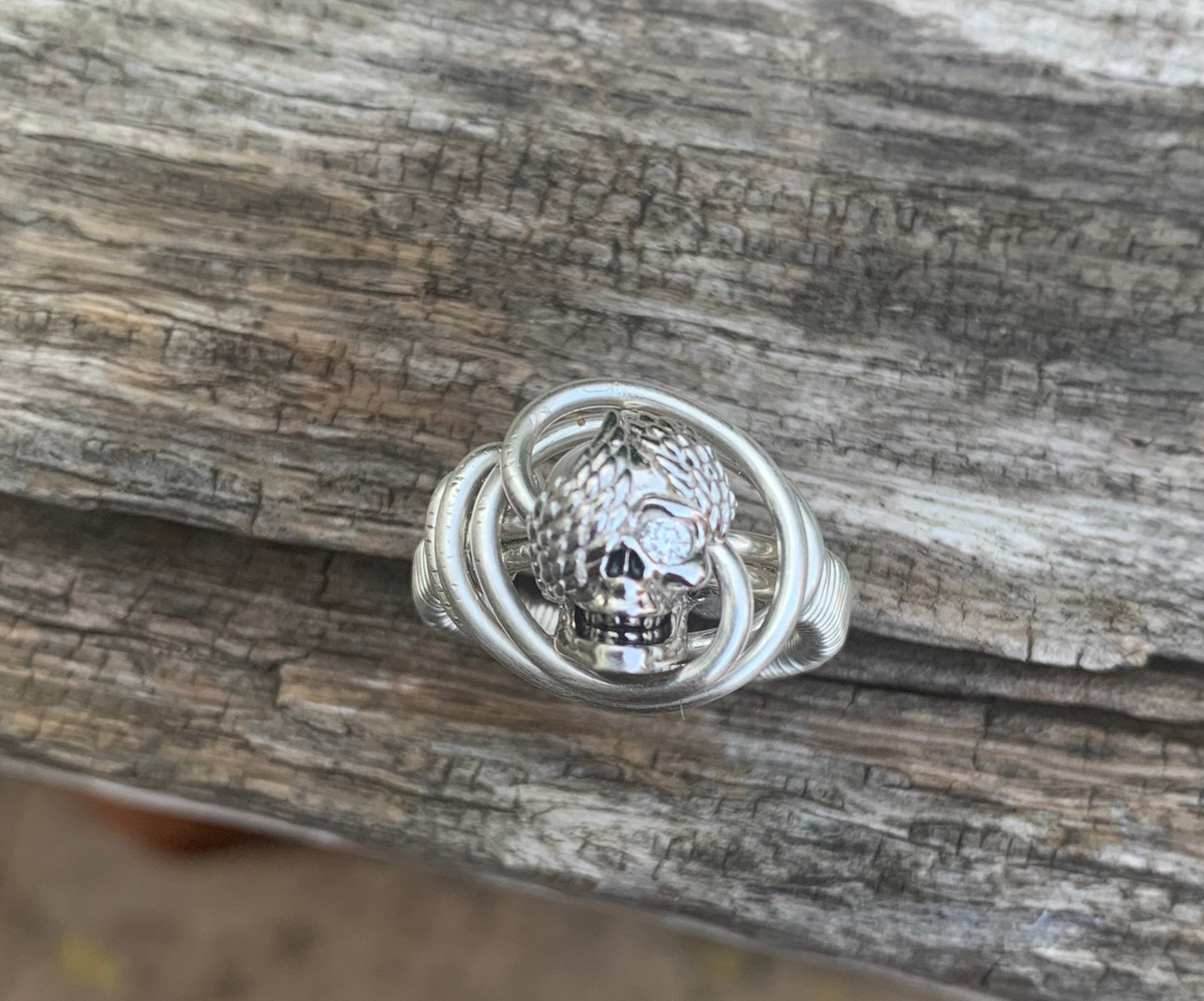 Sterling silver skull statement ring size N