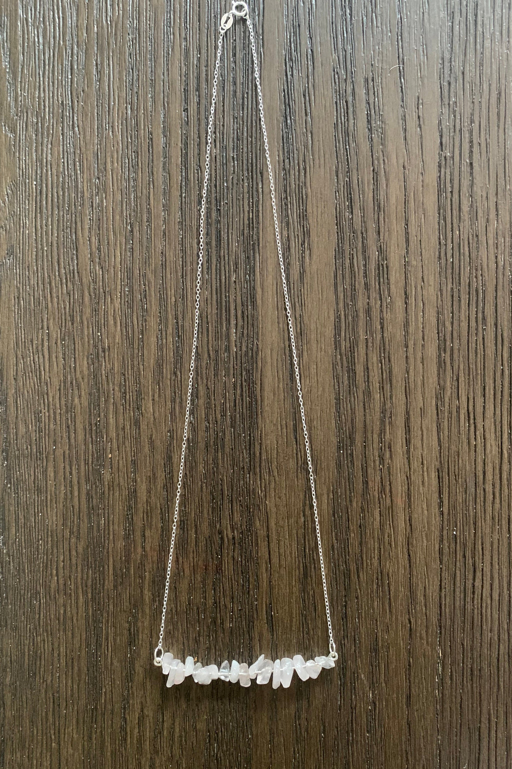 Rose Quartz chip bar pendant