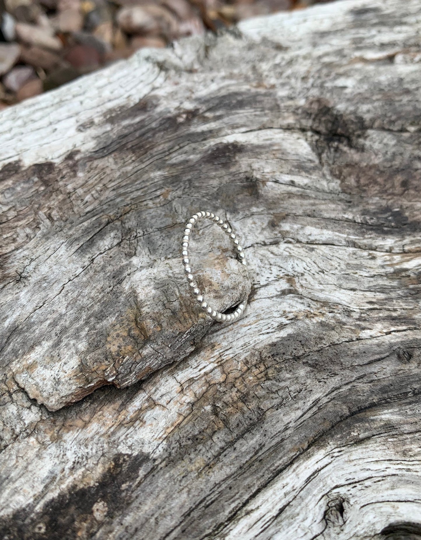 Sterling silver beaded wire stacking ring