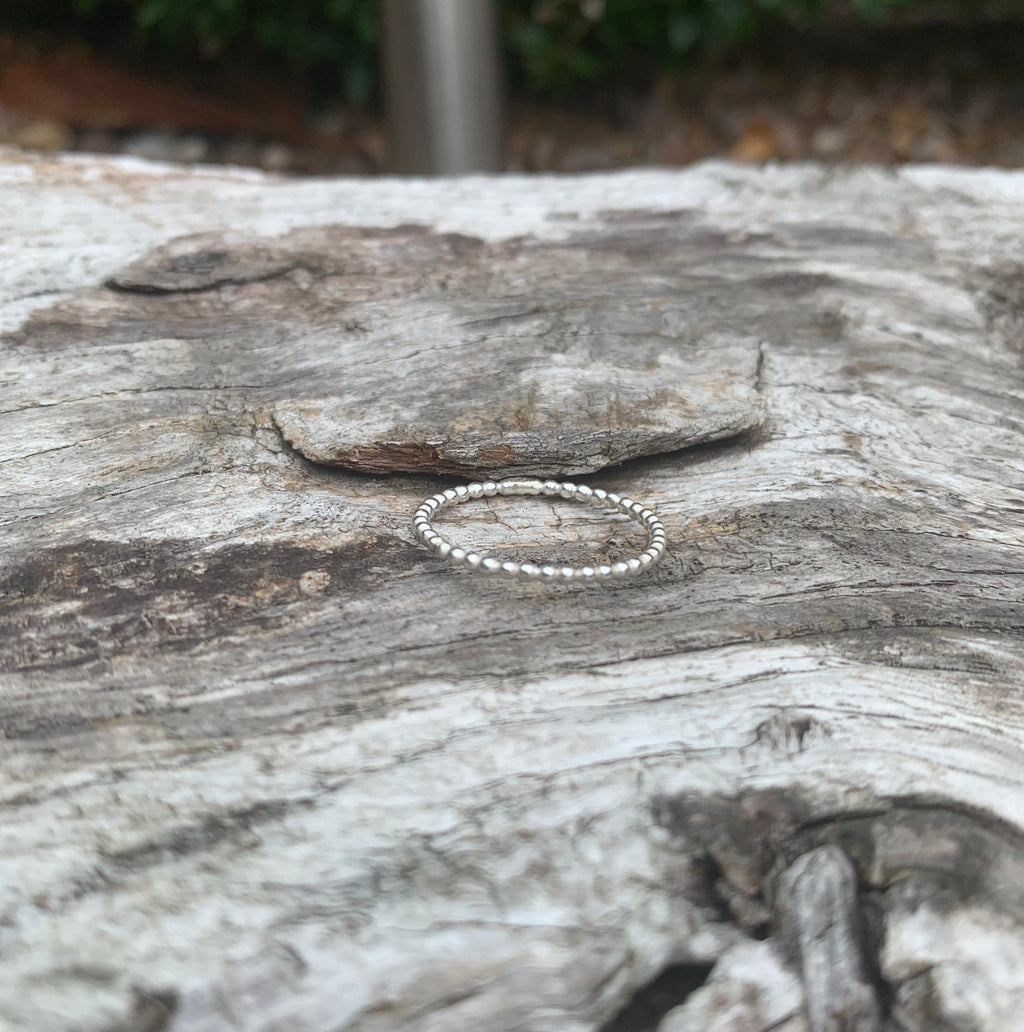 Sterling silver beaded wire stacking ring