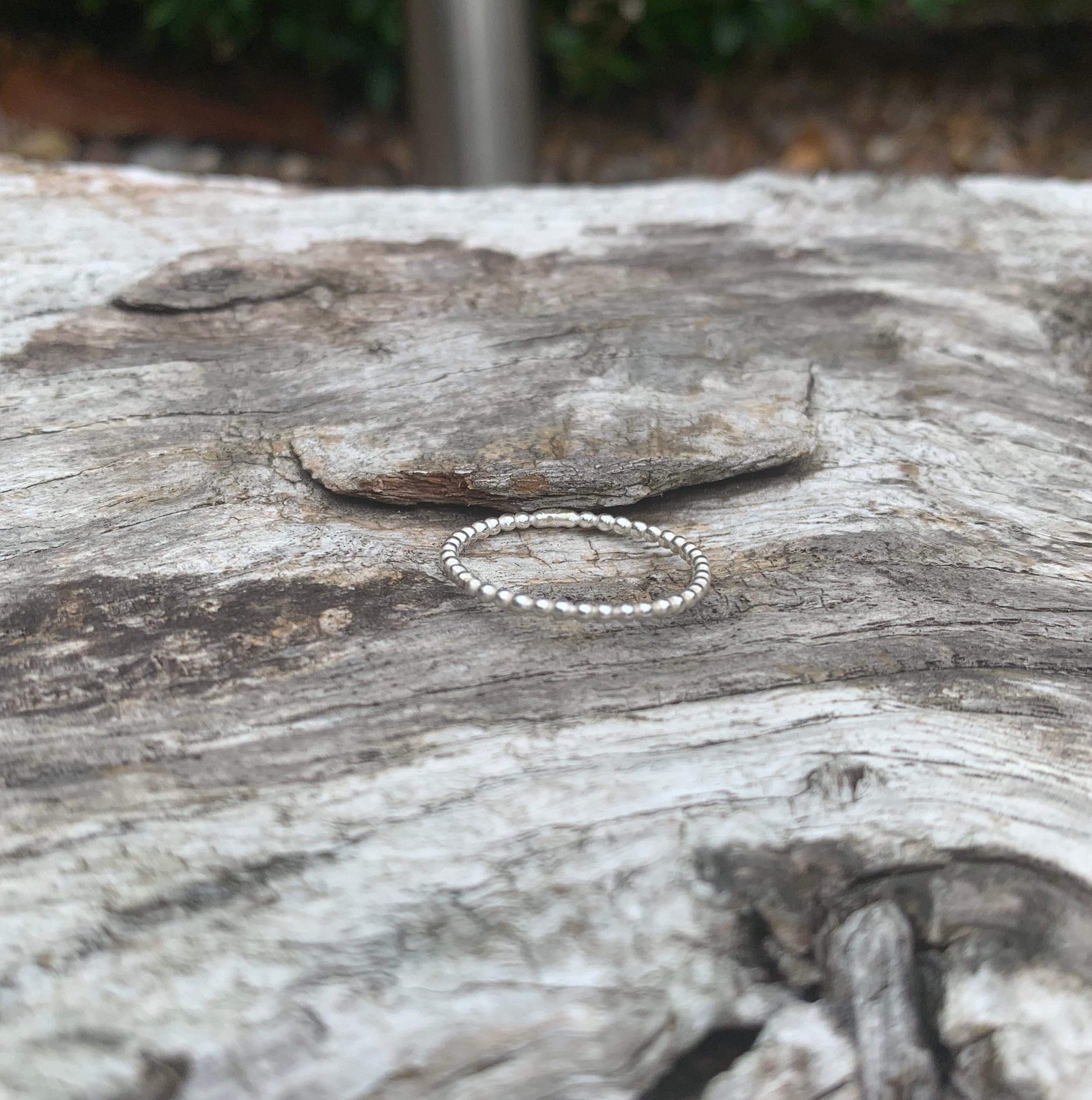 Sterling silver beaded wire stacking ring