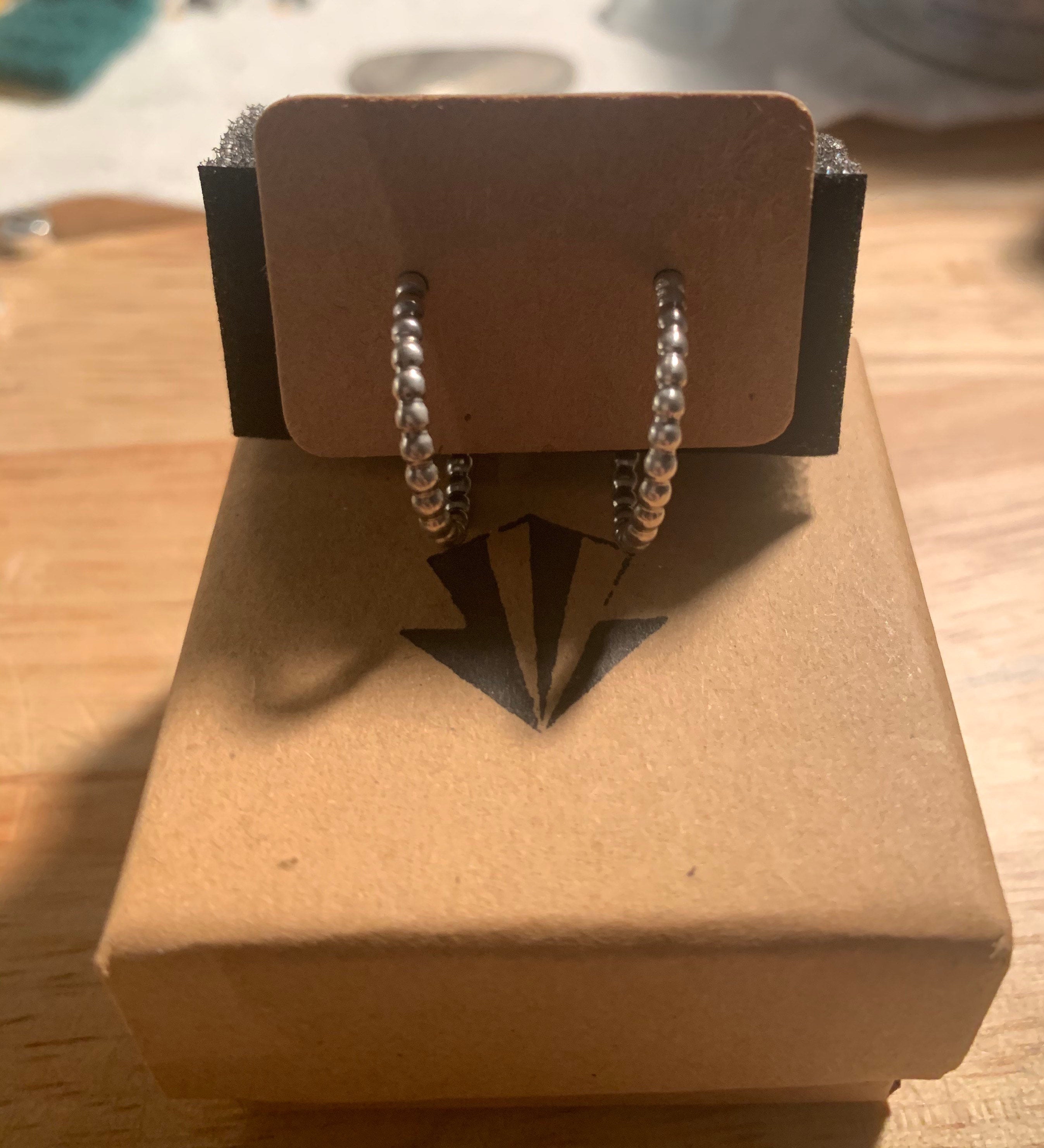 Sterling silver beaded hoop earrings