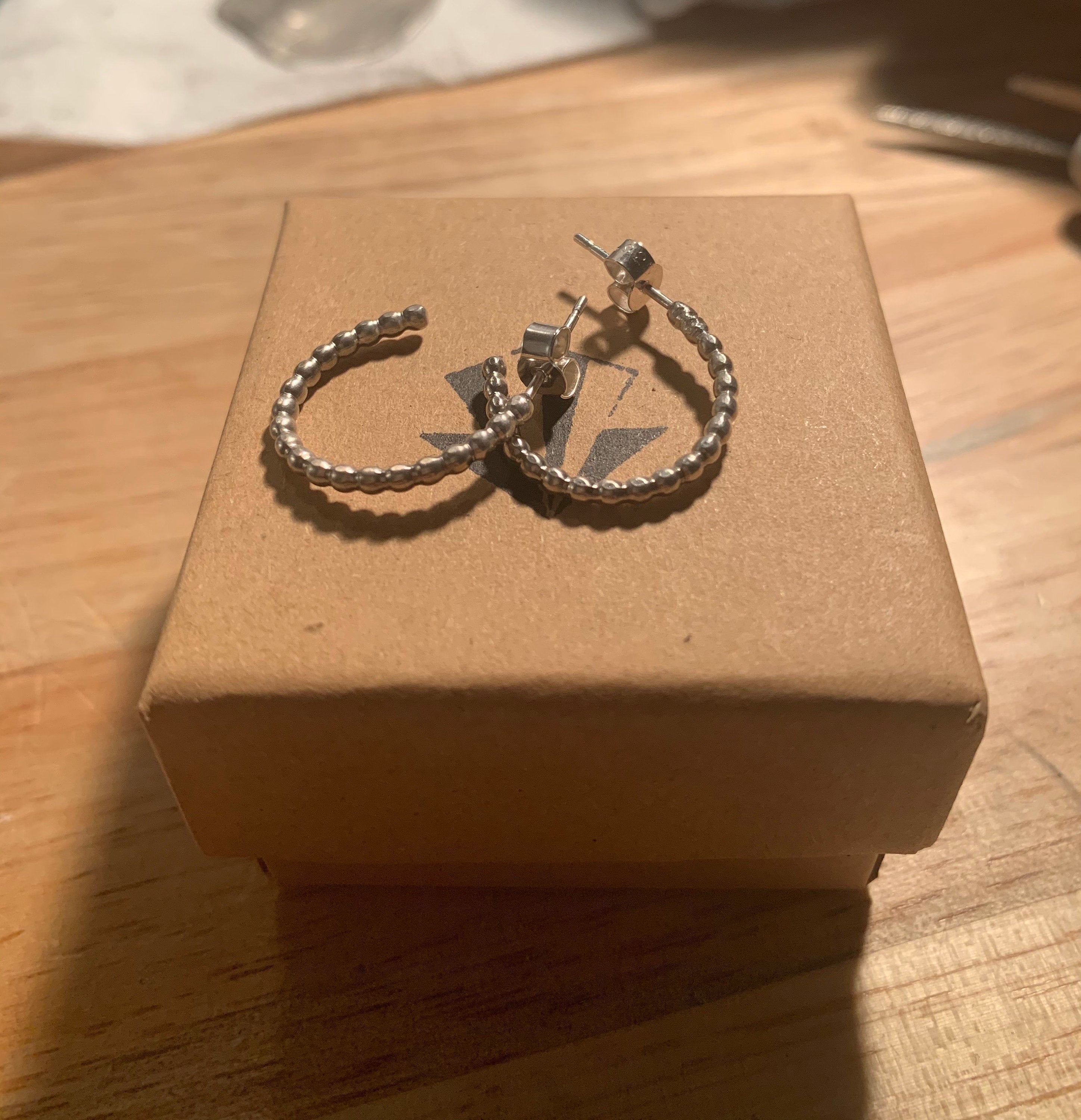 Sterling silver beaded hoop earrings