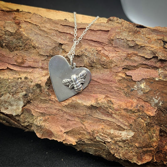 Sterling silver bee heart pendant