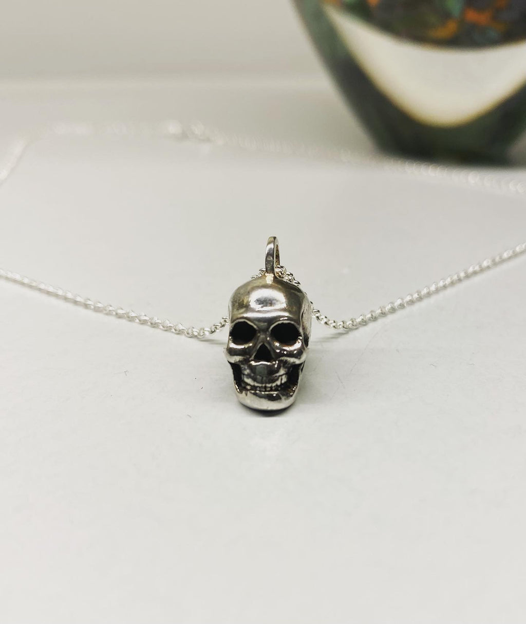 Sterling silver skull necklace