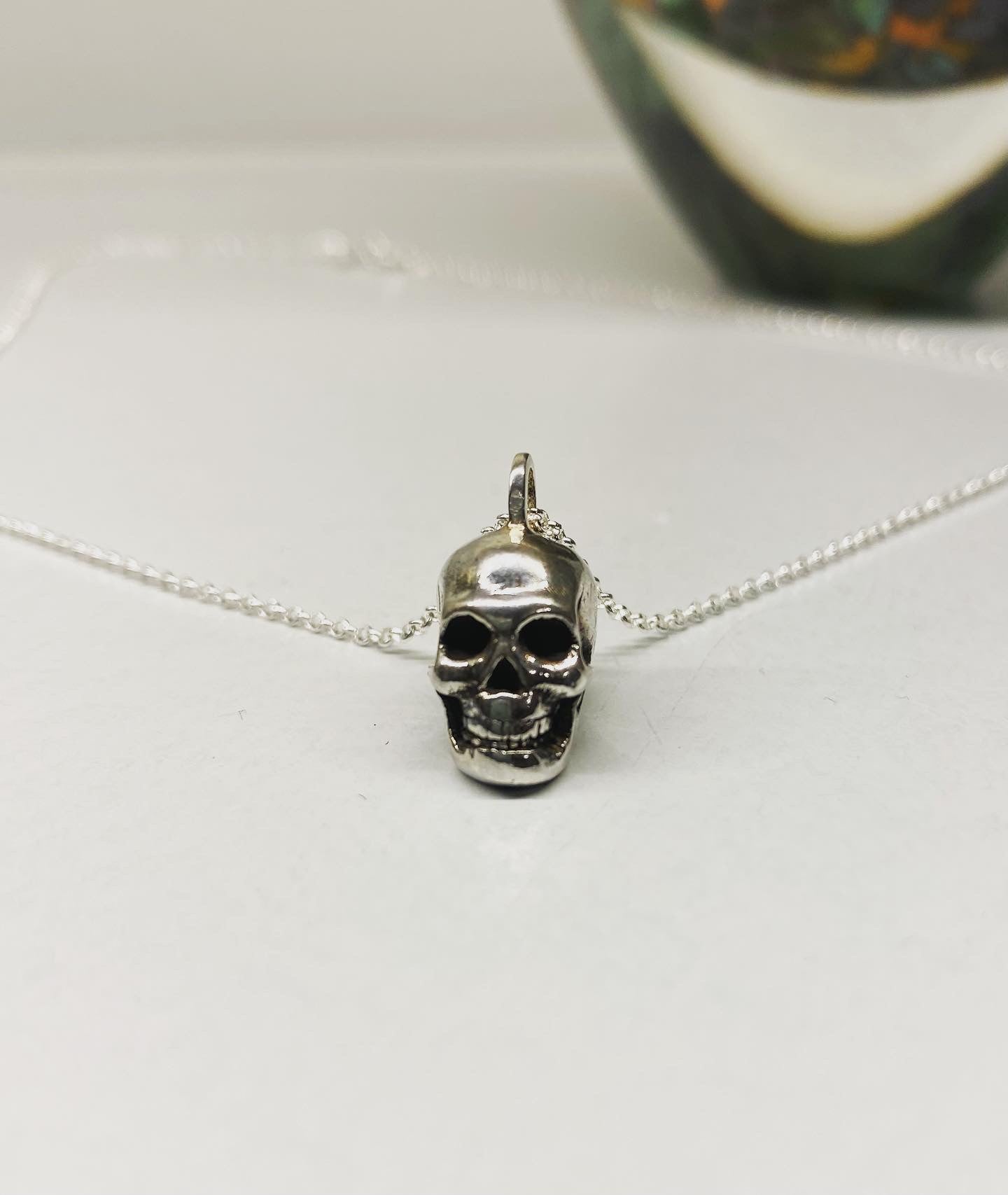 Sterling silver skull necklace