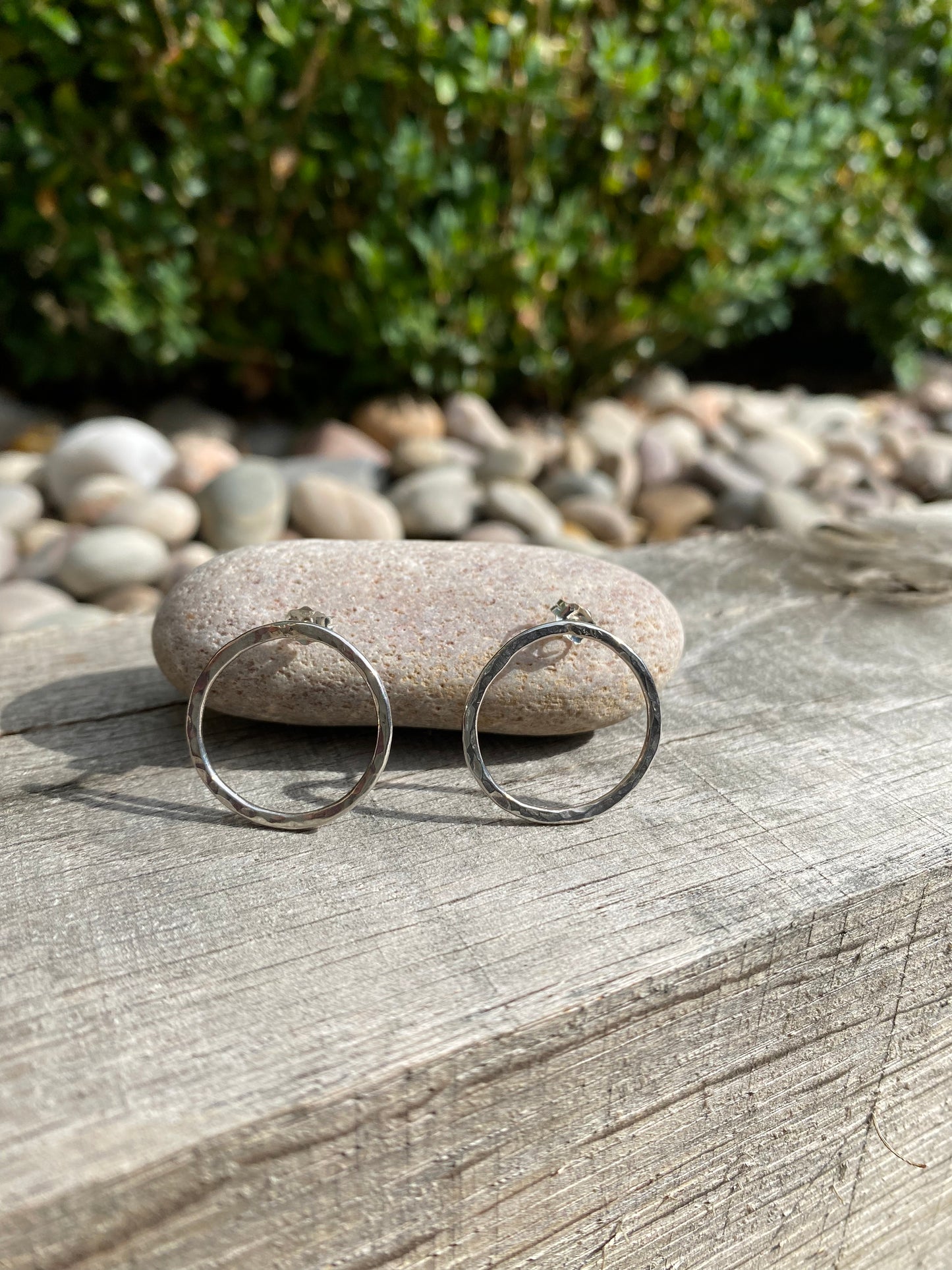 Eco sterling silver large circle studs