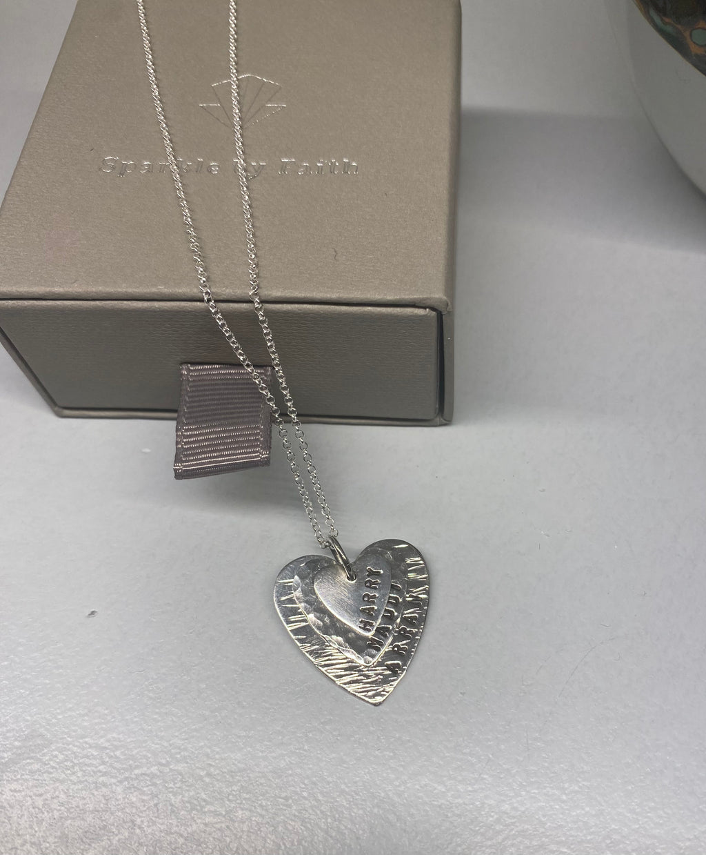 Sterling silver 3 heart necklace