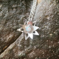 Sterling silver and Australian Opal flower pendant necklace
