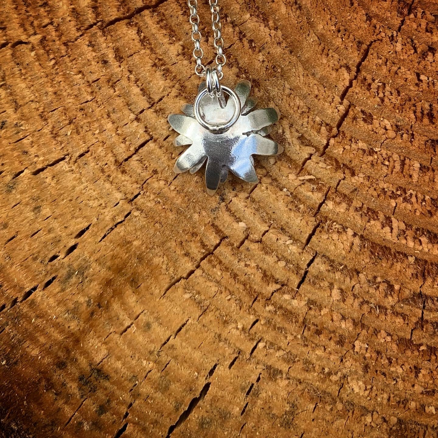Sterling silver and Amber daisy necklace