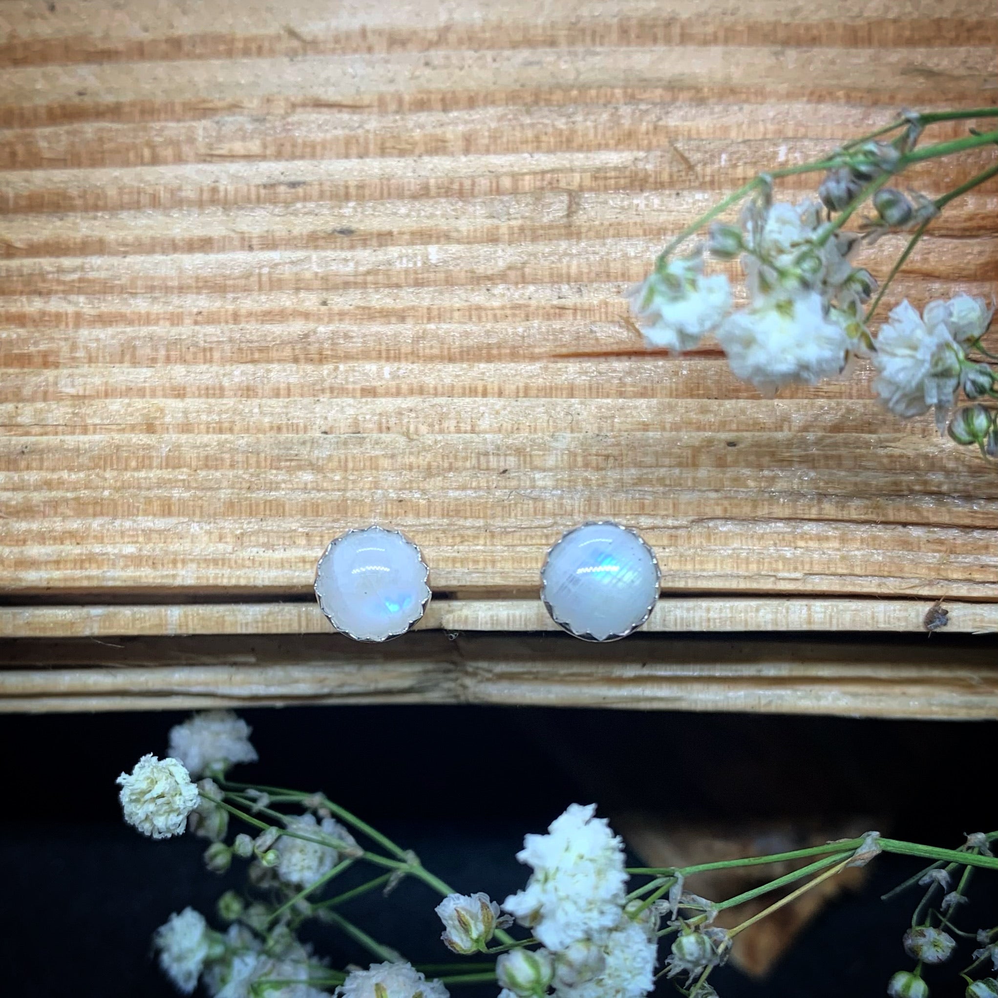 Moonstone stud earrings