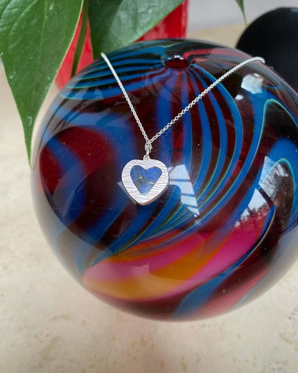 Eco Sterling Silver Labradorite heart pendant