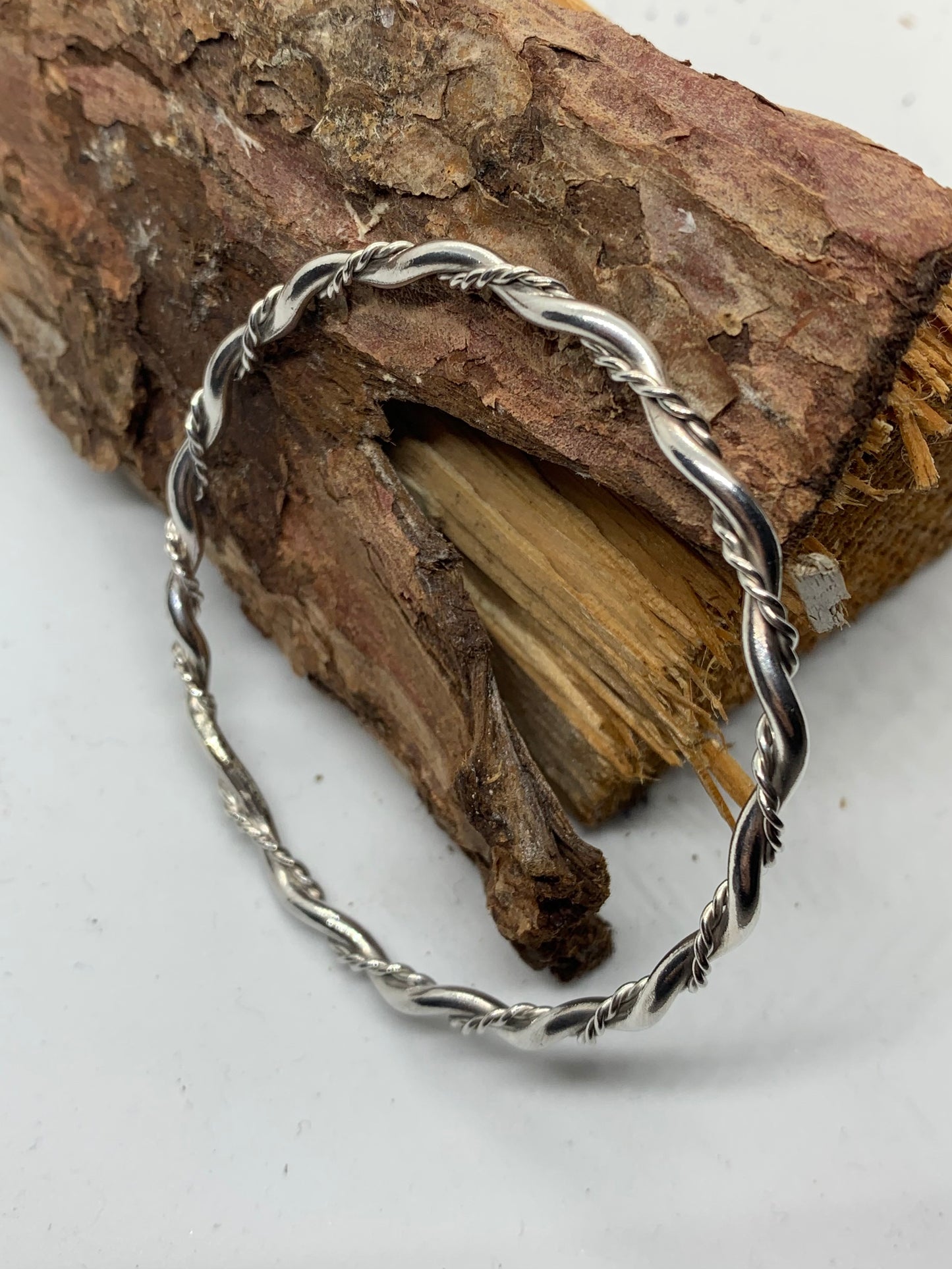 Eco sterling silver twisted bangle
