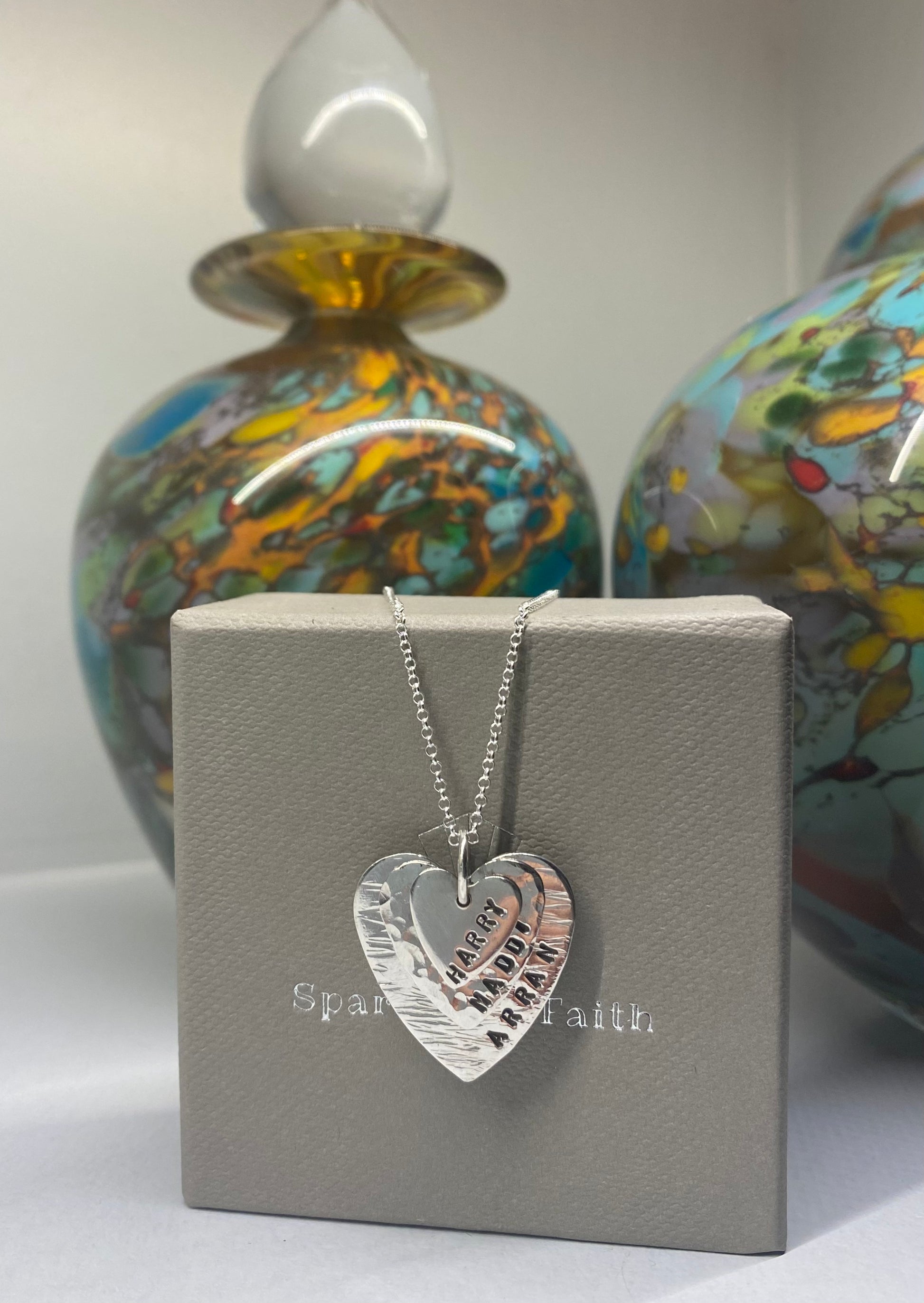 Sterling silver 3 heart necklace