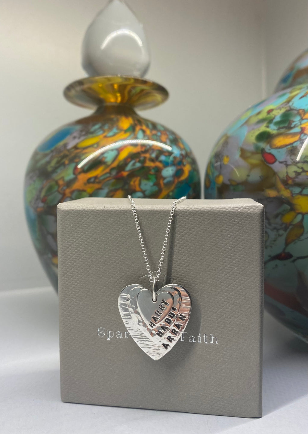 Sterling silver 3 heart necklace